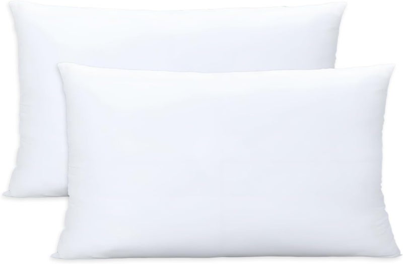 ORJ Throw Pillows Insert Set of 2, White 12x20 in Pillow Inserts with 100% Cotton Cover,Bed and Couch Decorative Stuffer Pillows,Indoor Pillows for Sofa - Image 1